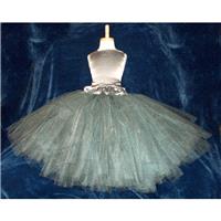 Shabby Chic Charcoal Gray & Silver Satin Flowergirl Tutu Dress Corset Top and Fluffy Tutu Skirt Vint