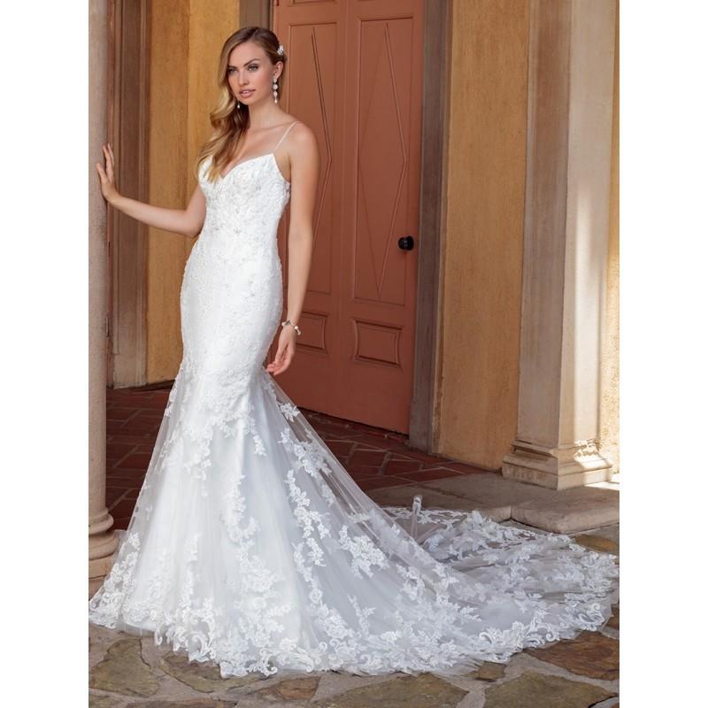 My Stuff, Casablanca Bridal 2018 2313 Marley Spaghetti Straps Chapel Train Elegant Fit & Flare Ivory