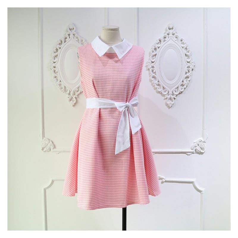My Stuff, School Style Sleeveless Zipper Up Summer Dress Blouse Tie - Discount Fashion in beenono