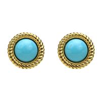 Ben-Amun - St. Tropez Button Earrings in Turquoise - Designer Party Dress & Formal Gown