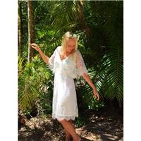 Chantilly Lace Butterfly Sleeve dress, Bohemian beach wedding - Hand-made Beautiful Dresses|Unique D