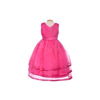 Fuchsia Organza Embellished V-Neck Three Layer Dress Style: D16029 - Charming Wedding Party Dresses|