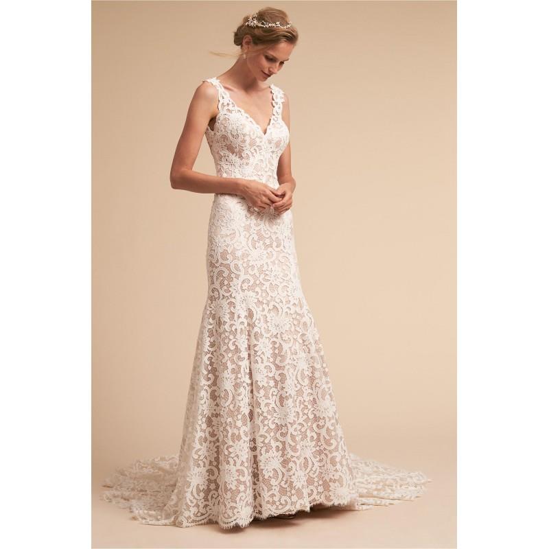 My Stuff, BHLDN Spring/Summer 2018 Harlow Lace Open Back Chapel Train Ivory Embroidery Mermaid V-Nec