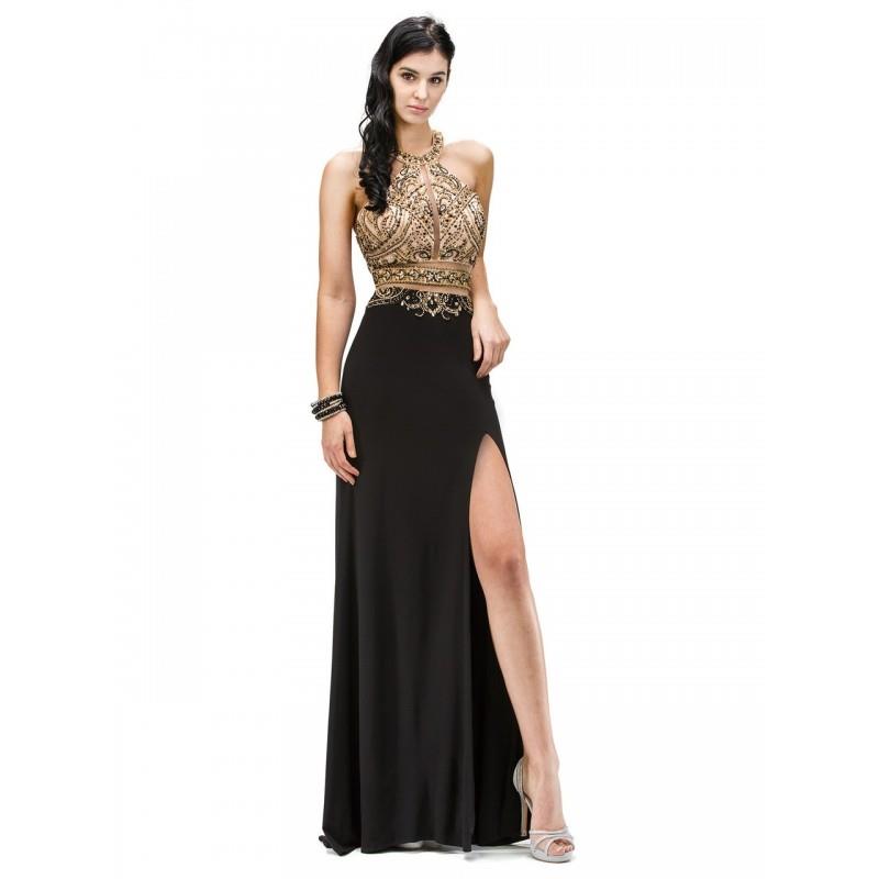 My Stuff, Dancing Queen - 9291 Halter Embellished Slit Evening Gown - Designer Party Dress & Formal