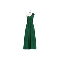 Dark_green Azazie Erica - Chiffon Strap Detail One Shoulder Floor Length Dress - Charming Bridesmaid