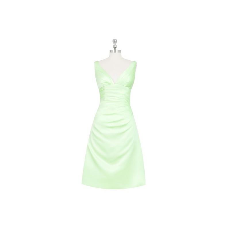 My Stuff, Sage Azazie Haylee - Satin V Neck Knee Length Back Zip Dress - Simple Bridesmaid Dresses &