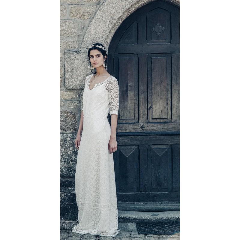 My Stuff, Laure de Sagazan 2017 Drieu Cleves Lace Vintage Spring Column Scoop Neck Floor-Length Ivor