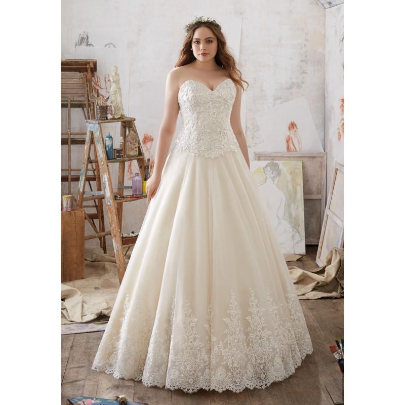 My Stuff, Morilee by Madeline Gardner Spring/Summer Miranda 3217 Ivory Tulle Plus Size Chapel Train