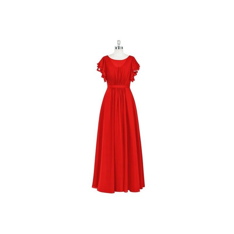 My Stuff, Red Azazie Daphne - Chiffon Back Zip Scoop Floor Length Dress - Charming Bridesmaids Store