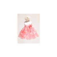 Coral White Baby Girl Satin Bodice w/ coral Layered Organza Dress Style: DB808 - Charming Wedding Pa