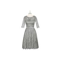 Steel_grey Azazie Antonia - Scoop Charmeuse And Lace Illusion Knee Length Dress - Simple Bridesmaid