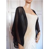 Black chiffon kimono/jacket/wrap/cover-up/bolero with satin edging - Hand-made Beautiful Dresses|Uni