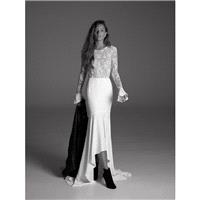 Rime Arodaky Fall/Winter 2017 Endora Crepe High Low Asymmetrical Scoop Neck Embroidery Fit & Flare F