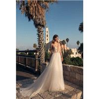 Julie Vino 2018 60 Open Back Chapel Train Ivory V-Neck Sleeveless Aline Embroidery Outdoor Tulle Wed