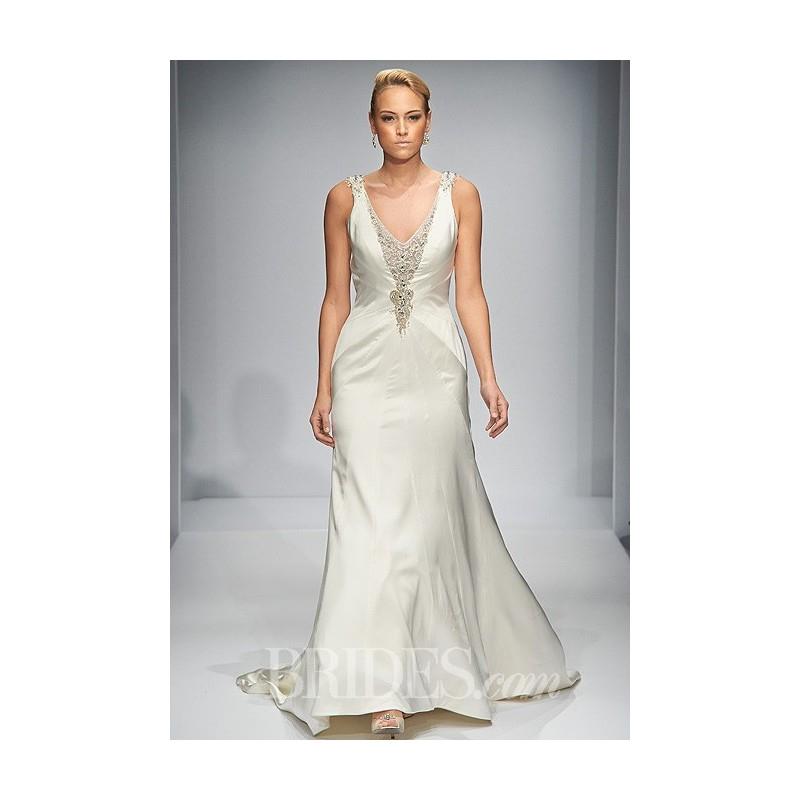 My Stuff, Matthew Christopher - Fall 2014 - Sleeveless Silk Taffeta Sheath Wedding Dress with a Bead