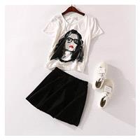 Vogue Printed Comfortable Black Skirt T-shirt - Lafannie Fashion Shop