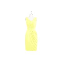 Daffodil Azazie Jordyn - Knee Length V Neck Chiffon V Back Dress - Simple Bridesmaid Dresses & Easy