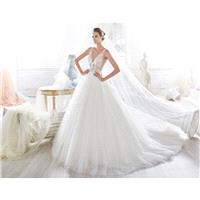 Nicole 2018 NIAB18009 Ivory Chapel Train Elegant Ball Gown V-Neck Sleeveless Open V Back Beading Tul