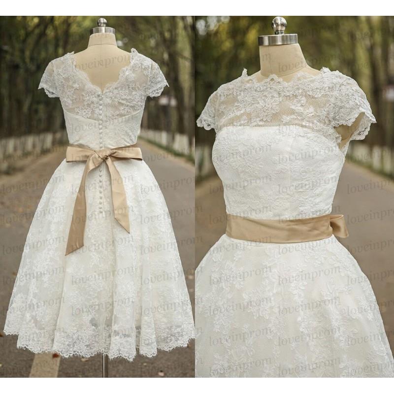 My Stuff, Cap Sleeve Short Beach Wedding Dress,Handmade Lace Wedding Gowns,Mini White/Ivory Dress Fo