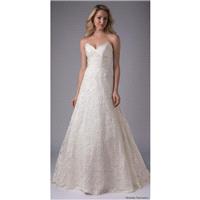 Modern Trousseau Fall/Winter 2017 Blaine Lace Sweet Court Train Ivory Spaghetti Straps Sleeveless Al