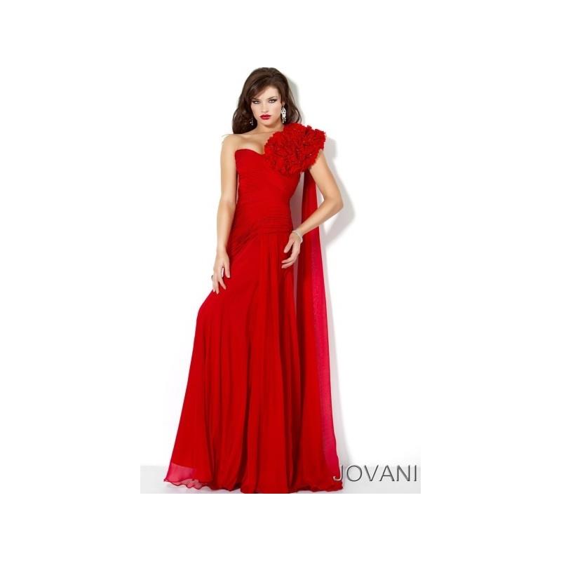 My Stuff, Jovani Long One Shoulder Chiffon Prom Dress 7817 - Brand Prom Dresses|Beaded Evening Dress