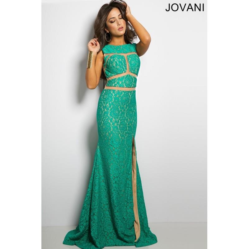 My Stuff, Jovani Green Sleeveless Lace Prom Dress 25007 -  Designer Wedding Dresses|Compelling Eveni