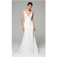 Anne Barge Fall/Winter 2018 AUBREY  Court Train Fit & Flare Elegant Ivory V-Neck Open V Back Lace Ap