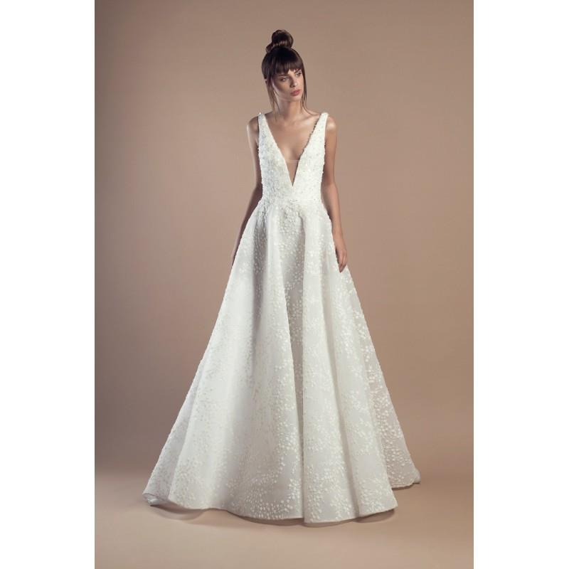 My Stuff, Tony Ward 2018 Dany Sweep Train Sweet Beading Ivory Deep Plunging V-Neck Sleeveless Lace A