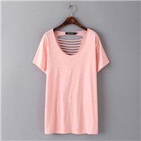 Must-have Vogue Open Back Plus Size Cotton Trendy Summer T-shirt Short Sleeves Top - Discount Fashio