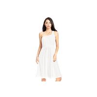 Ivory Azazie Camellia - One Shoulder Strap Detail Knee Length Chiffon Dress - Charming Bridesmaids S