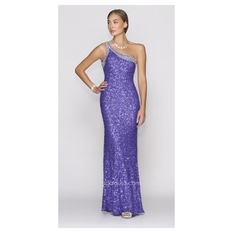 My Stuff, Scala 47541 One Shoulder Sequin Formal Dress - Brand Prom Dresses|Beaded Evening Dresses|C