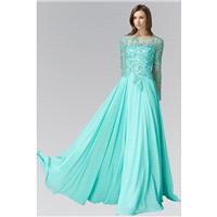 Elizabeth K - Sequined Bateau Neck A-Line Chiffon Gown GL2096 - Designer Party Dress & Formal Gown