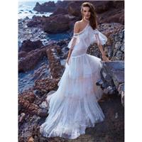 Galia Lahav 1012 White Sweet Sweep Train Tiered Gown Jewel Spectacular Sleeveless Beach Beading Tull