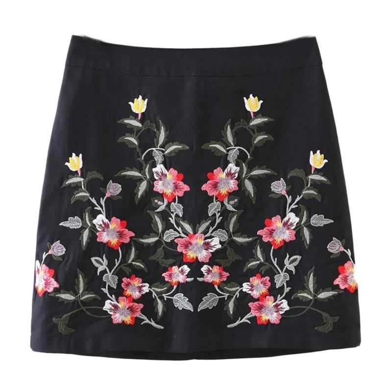 My Stuff, Must-have Vogue Embroidery Slimming Sheath High Waisted Floral Skirt - Lafannie Fashion Sh