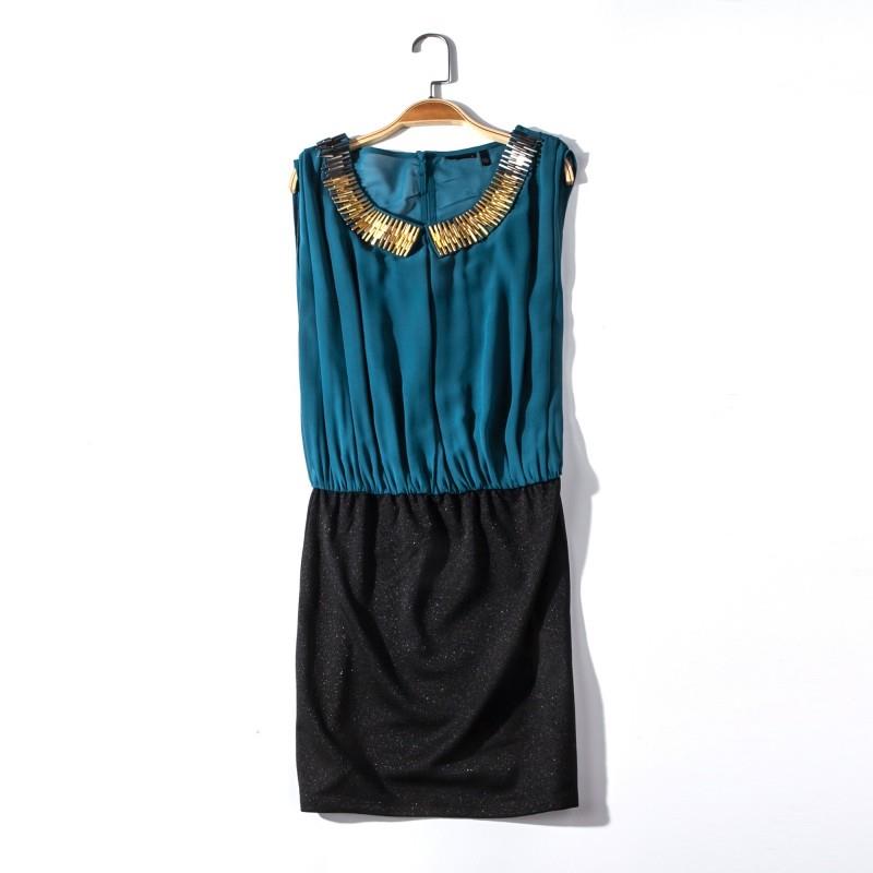 My Stuff, Beading Scoop Neck Sleeveless Pencil Skirt - Discount Fashion in beenono