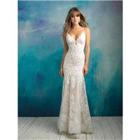 Allure Bridals Spring/Summer 2018 9501 Sweep Train Ivory Fit & Flare Spaghetti Straps Open V Back La