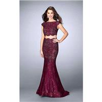 Two Piece Lace Overlay Scallop Edge Detail Long Prom Dress 24047 - Designer Party Dress & Formal Gow