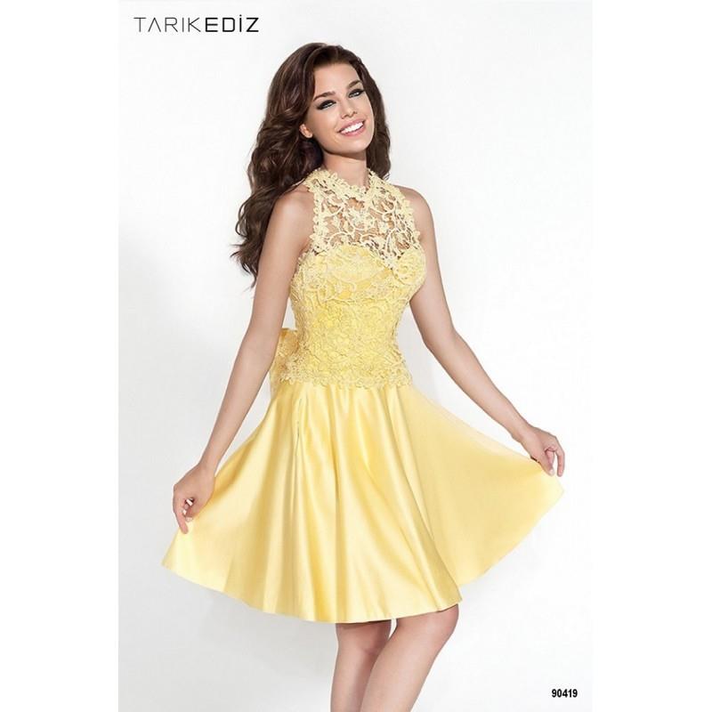 My Stuff, Tarik Ediz 90419 Lace Topper Bow Back Sweetheart Bodice - Cocktail Prom Sweetheart Tarik E