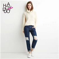 Spring 2017 new Burr hole on the street beggar pants casual jeans women - Bonny YZOZO Boutique Store