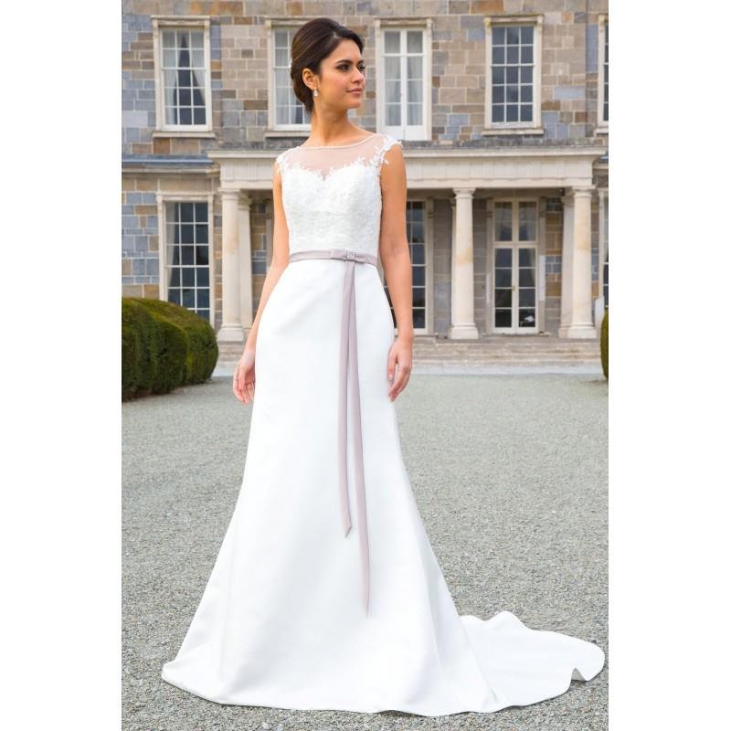 My Stuff, Style E16602 by Special Day European Collection - Ivory  White Lace  Satin Belt Floor Swee
