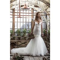 Olga Yermoloff 2017 2143 Cap Sleeves Mermaid Chapel Train Ivory Sweet Illusion Lace Open Back Hand-m