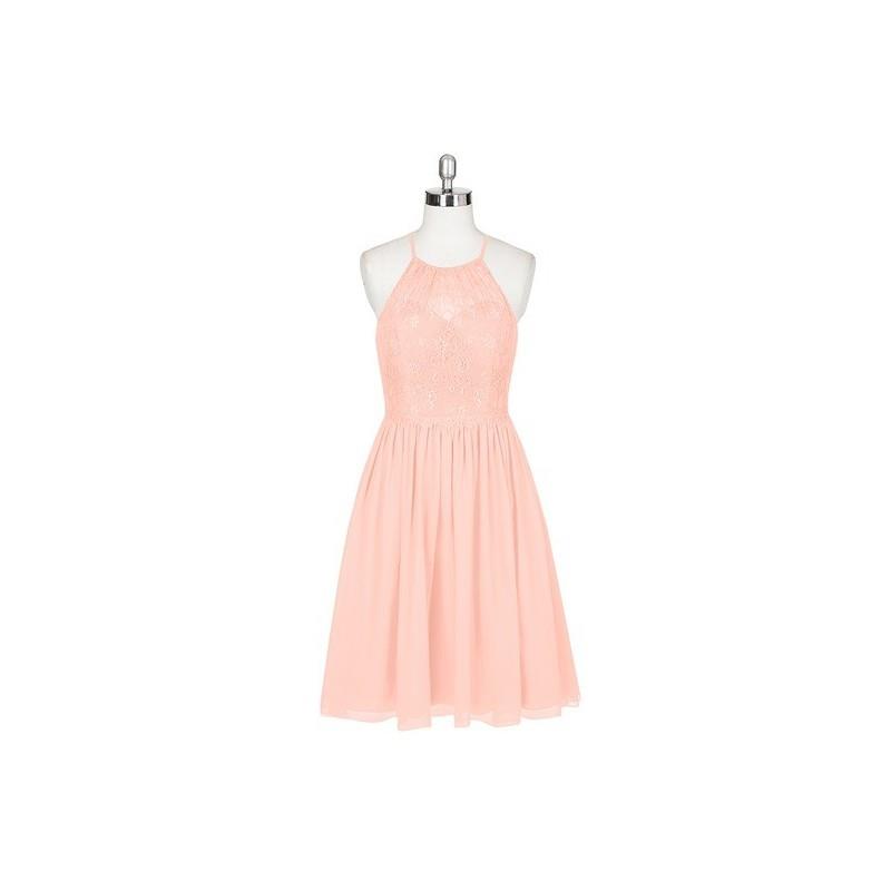 My Stuff, Coral Azazie Lyric - Chiffon And Lace Halter Knee Length Illusion - Charming Bridesmaids S