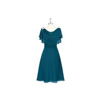 Ink_blue Azazie Keely MBD - Knee Length V Back Cowl Chiffon Dress - Simple Bridesmaid Dresses & Easy