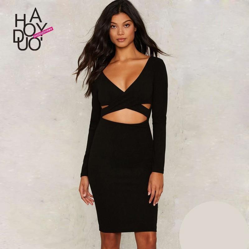 My Stuff, 2017 summer dress new Vogue sexy V-neck cross cutout dress - Bonny YZOZO Boutique Store
