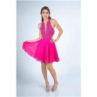 Milano Formals - E2255 Sleeveless Beaded Halter A-Line Cocktail Dress - Designer Party Dress & Forma