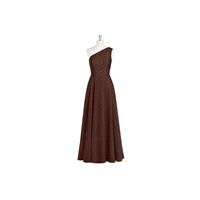 Chocolate Azazie Simone - One Shoulder Chiffon And Lace Floor Length Back Zip Dress - Simple Bridesm