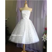 Plus Size. Faye - Vintage Style Polka Dot Wedding Dress. Tea Length. - Hand-made Beautiful Dresses|U
