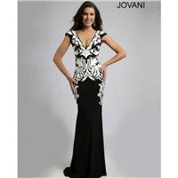Jovani 99014 V-Neck Cap Sleeve Semi-Open Square Back Fit And Flare - 2018 New Wedding Dresses