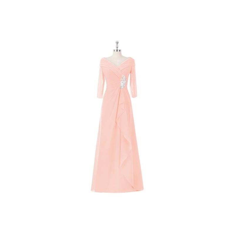 My Stuff, Coral Azazie Jaycee MBD - Floor Length Chiffon And Lace Back Zip Off The Shoulder Dress -