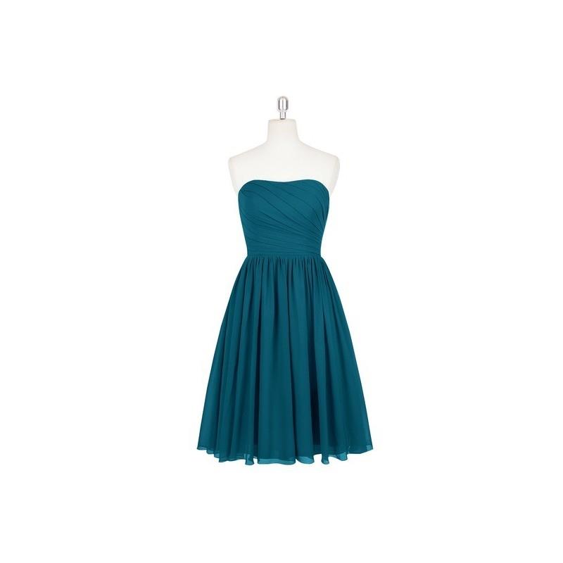 My Stuff, Ink_blue Azazie Katie - Chiffon Knee Length Sweetheart Side Zip Dress - Charming Bridesmai